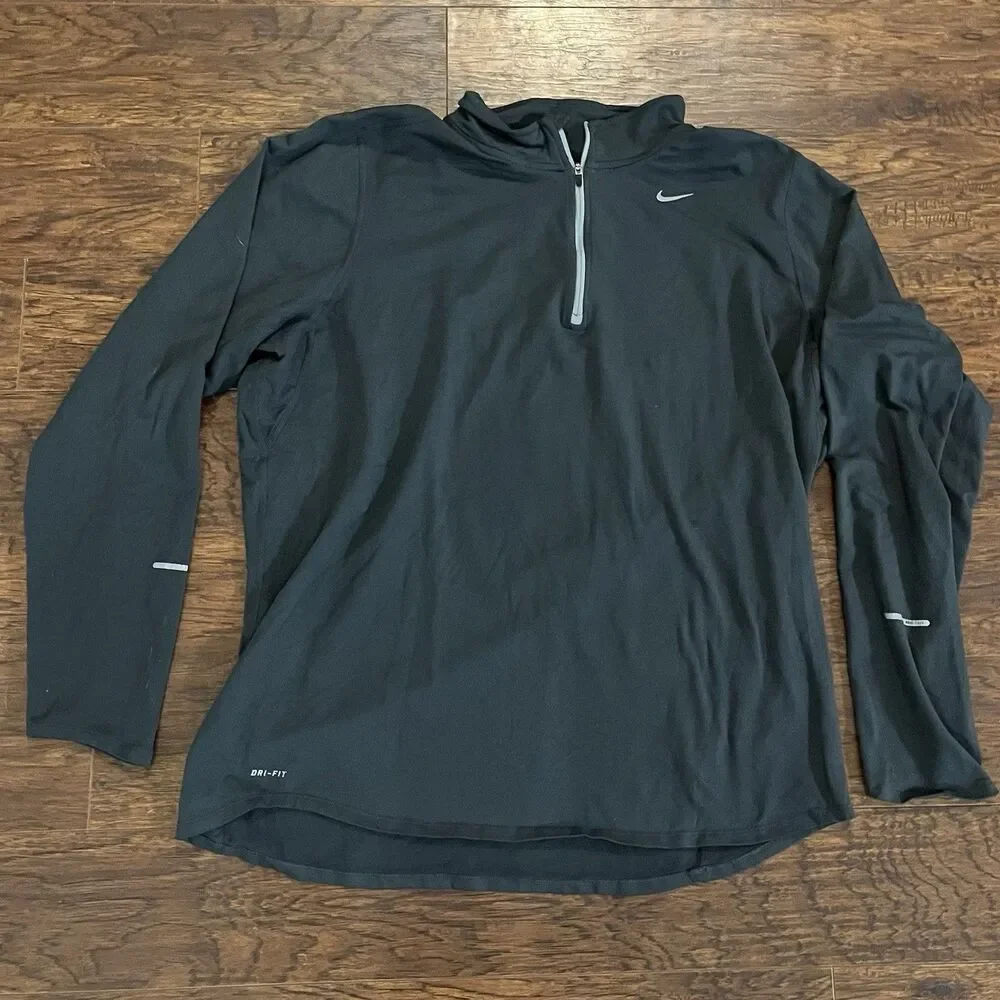 Nike Element Dri-Fit Quarter Zip Mens XL Gray Running Top Thumb Holes - Picture 1 of 5